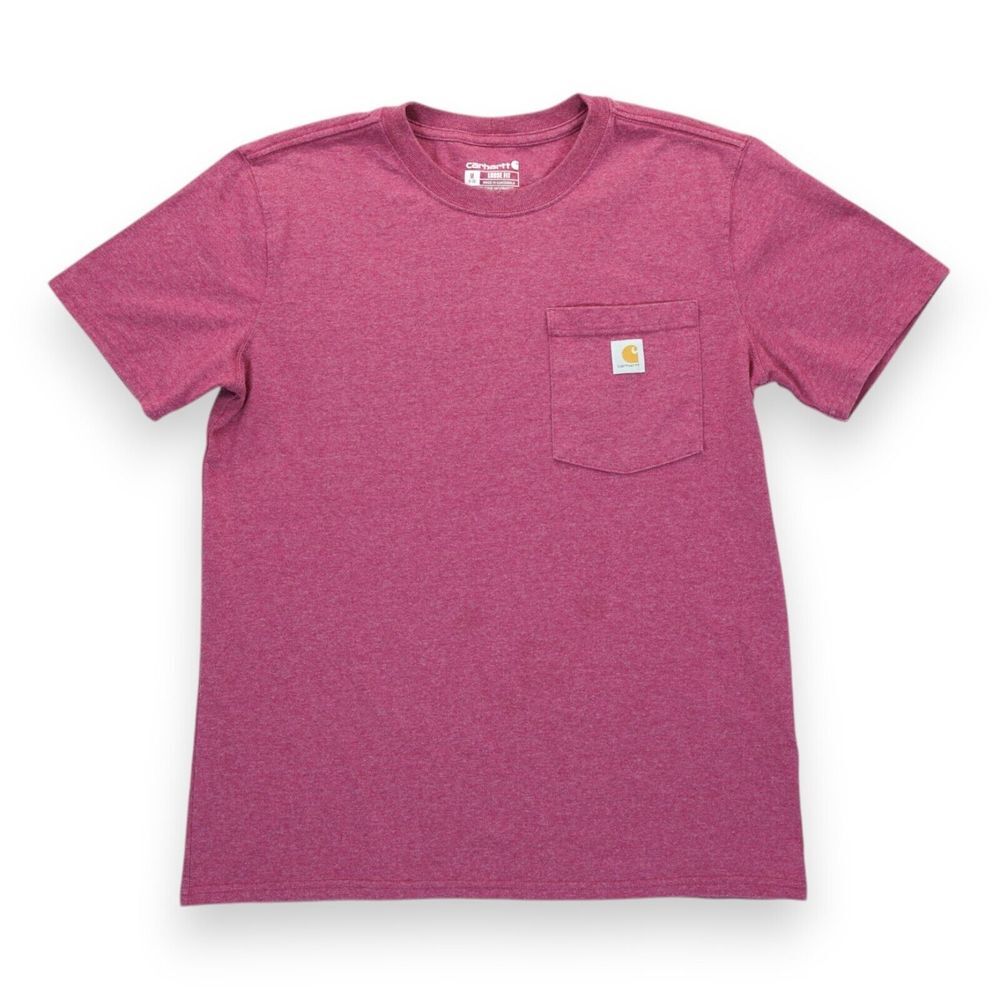 CARHARTT Shirt Men's Medium‎ Burgundy Outdoor Work Wear Heavyweight Short Sleeve
